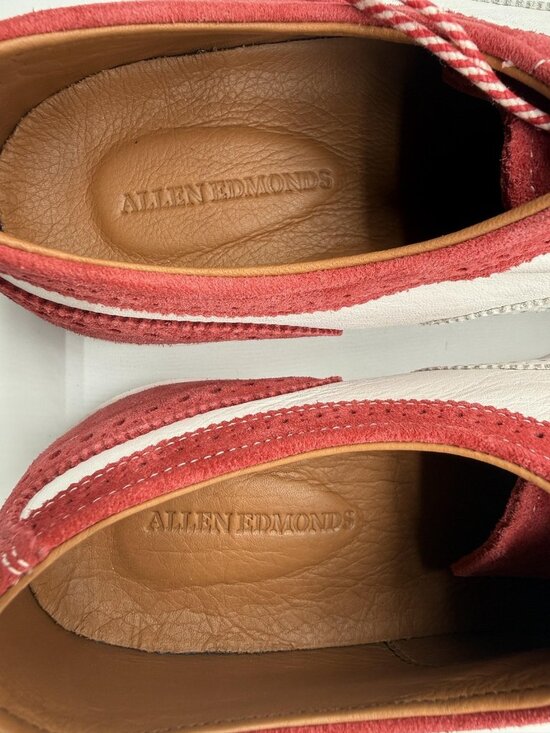New Allen Edmonds Shoes Men\'s Size 10 Red White Leather Casual Sneakers 5530 main image 11